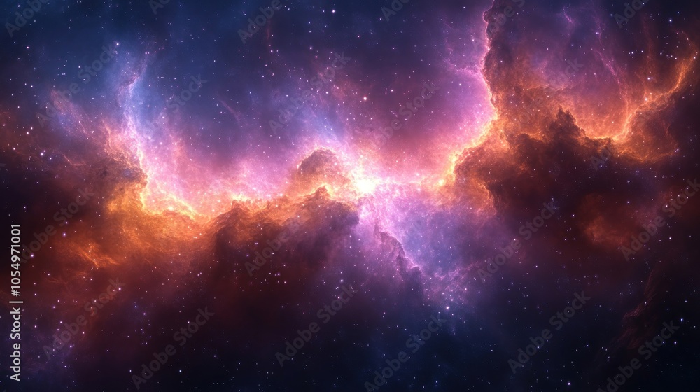 Cosmic Nebula with Swirling Gas and Stars Cosmic Nebula with Swirling Gas and Stars