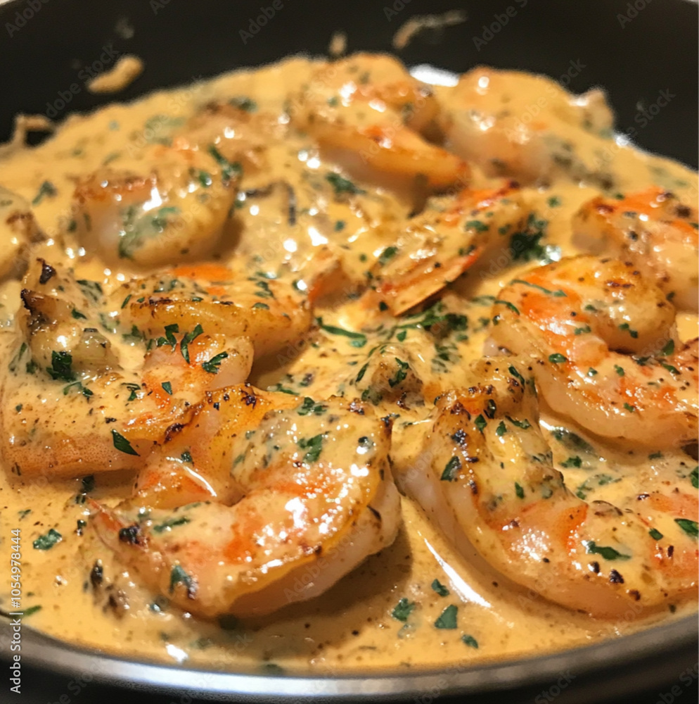 fried shrimps with lemon and parsley, shrimp with a spicy and creamy marinade fried shrimps with lemon and parsley, shrimp with a spicy and creamy marinade