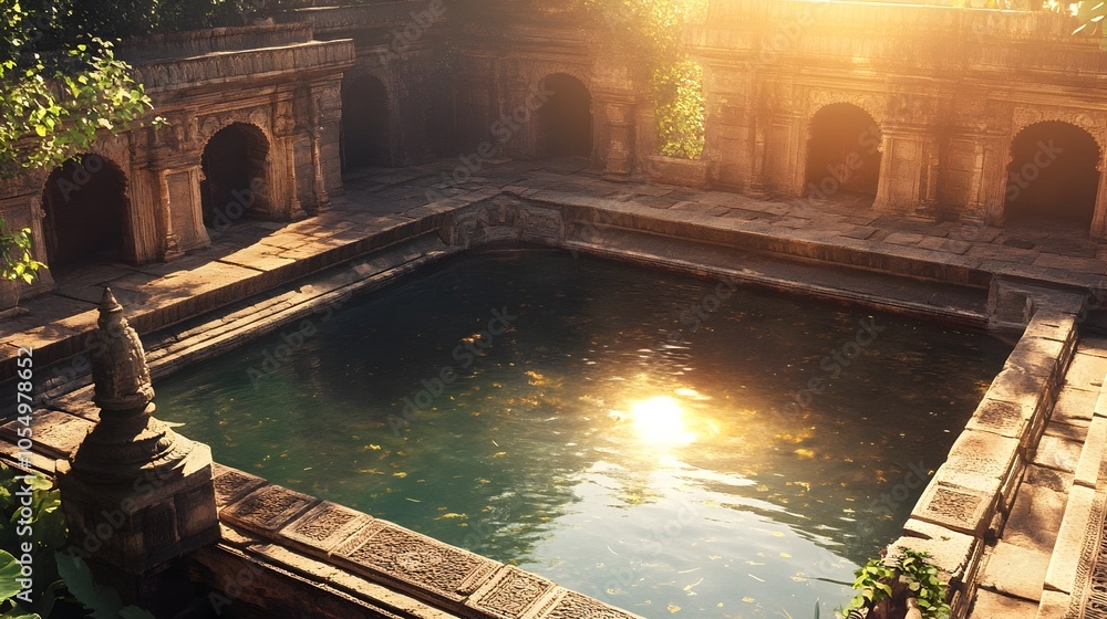 Majestic Architectural Wonder An Ancient Indian Step Well in Warm ...