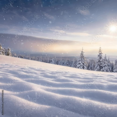 Wallpaper Mural winter landscape with snow Torontodigital.ca