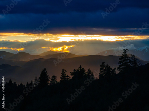 Sunset Time in the Mountains Drone Photo, Savsat Artvin, Turkiye (Turkey) photo