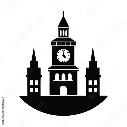 Clock tower vector silhouette  