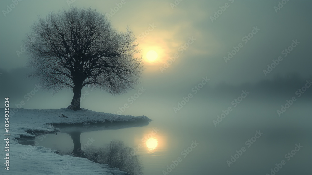 A serene, frosty dawn on a snow-covered riverbank inspiring a sense of inner calm, clarity, and resilience amid the fast-paced chaos of modern life A serene, frosty dawn on a snow-covered riverbank inspiring a sense of inner calm, clarity, and resilience amid the fast-paced chaos of modern life