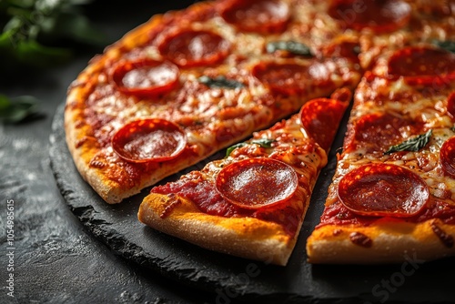 Pepperoni Pizza Slices on Dark Background