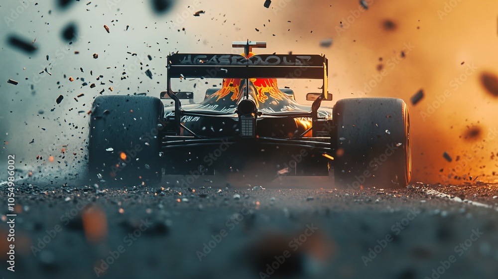 Close-Up View of F1 Car Making a Sharp Turn Close-Up View of F1 Car Making a Sharp Turn