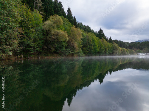 Mystical Morning in the Savsat Karagol Lake Drone Photo, Savsat Artvin, Turkiye (Turkey)