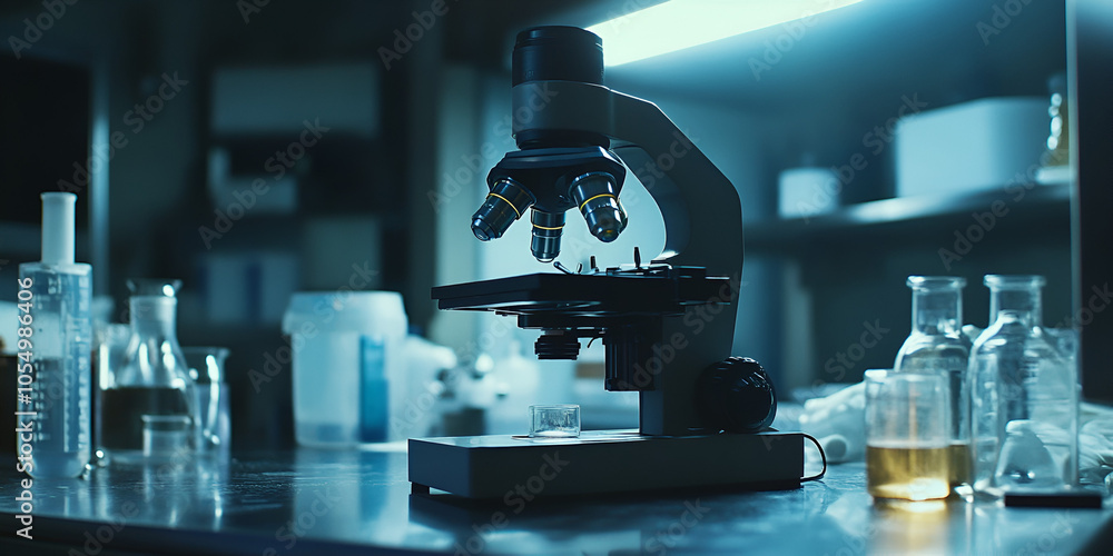 Modern Laboratory with Microscope and Scientific Equipment Modern Laboratory with Microscope and Scientific Equipment