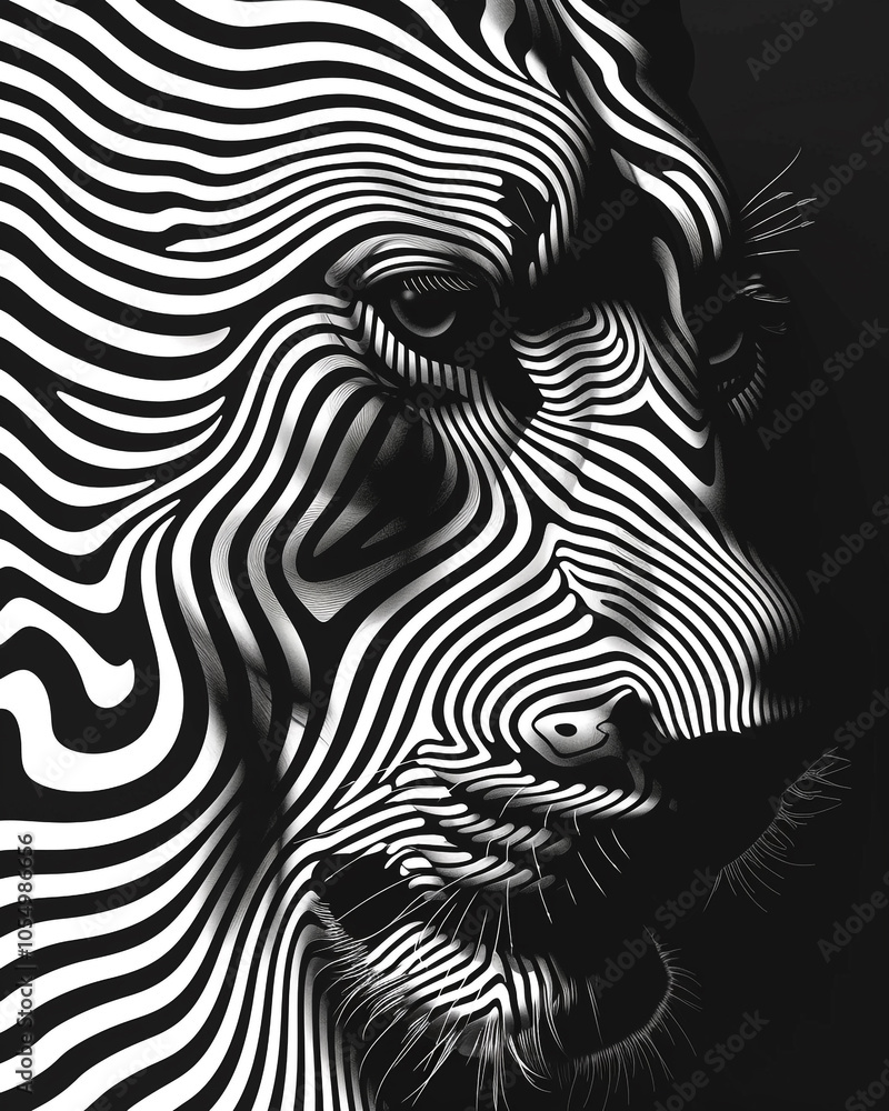Lion portrait on abstract strips background. illustration Lion portrait on abstract strips background. illustration