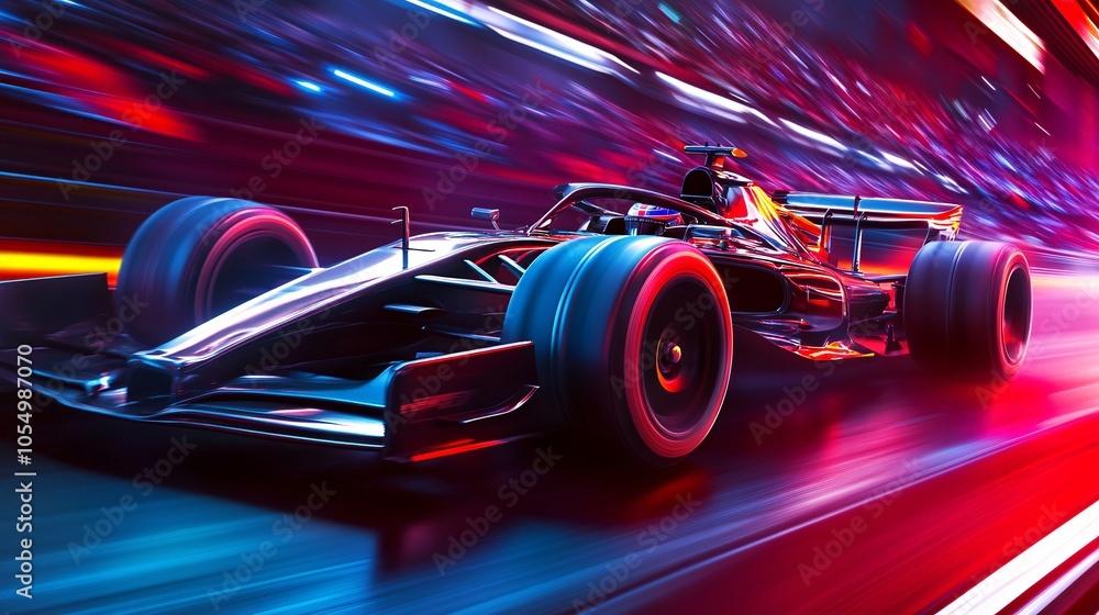 High Energy F1 Car Turning in Vibrant Colors High Energy F1 Car Turning in Vibrant Colors