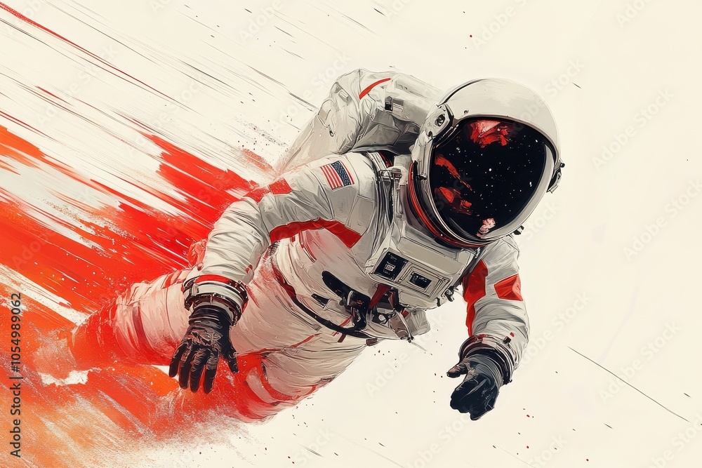 Obraz premium Space Explorer in Vector Graphic Art Style