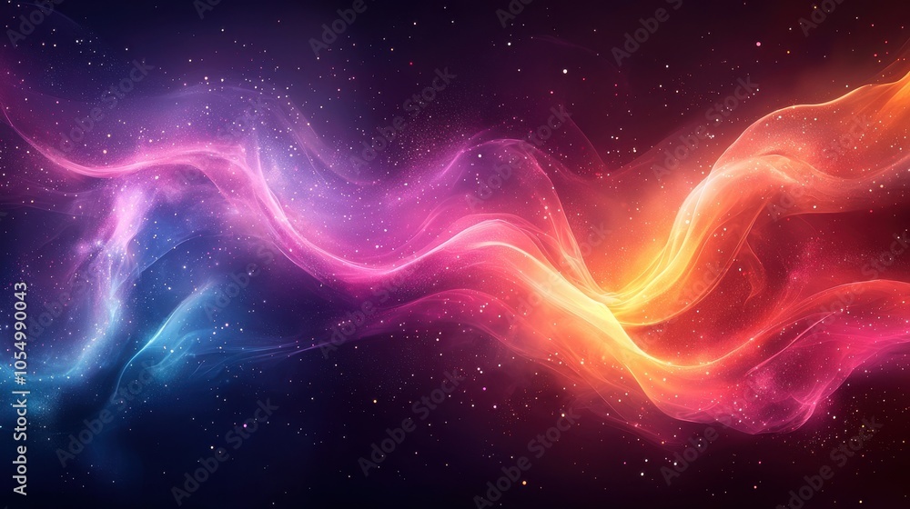 Colorful cosmic waves of light swirl against a starry background, creating a mesmerizing abstract visual experience Colorful cosmic waves of light swirl against a starry background, creating a mesmerizing abstract visual experience