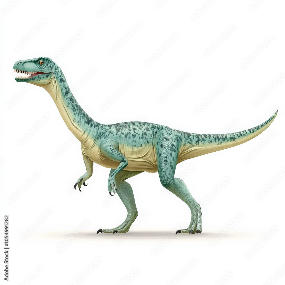 Daspletosaurus dinosaur illustration, featuring modern flat design with green and beige color scheme, isolated on white background, showcasing its unique features and stance Daspletosaurus dinosaur illustration, featuring modern flat design with green and beige color scheme, isolated on white background, showcasing its unique features and stance