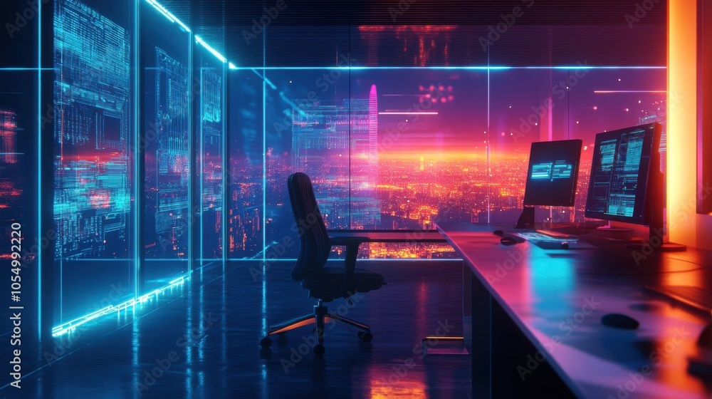 Machine learning expert optimizing neural networks for an autonomous AI, sleek office Machine learning expert optimizing neural networks for an autonomous AI, sleek office