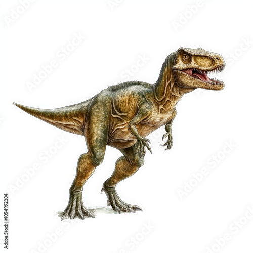 Tyrannosaurus rex dinosaur illustration, detailed and realistic, showcasing its powerful stance and fierce expression. Perfect for educational and artistic purposes