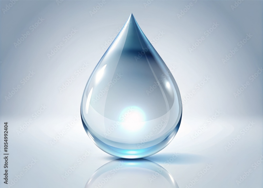 A single water droplet on a white background embodies a clean, minimalist design, highlighting nature's freshness, clarity, and purity with modern graphic elegance and liquid reflections. A single water droplet on a white background embodies a clean, minimalist design, highlighting nature's freshness, clarity, and purity with modern graphic elegance and liquid reflections.