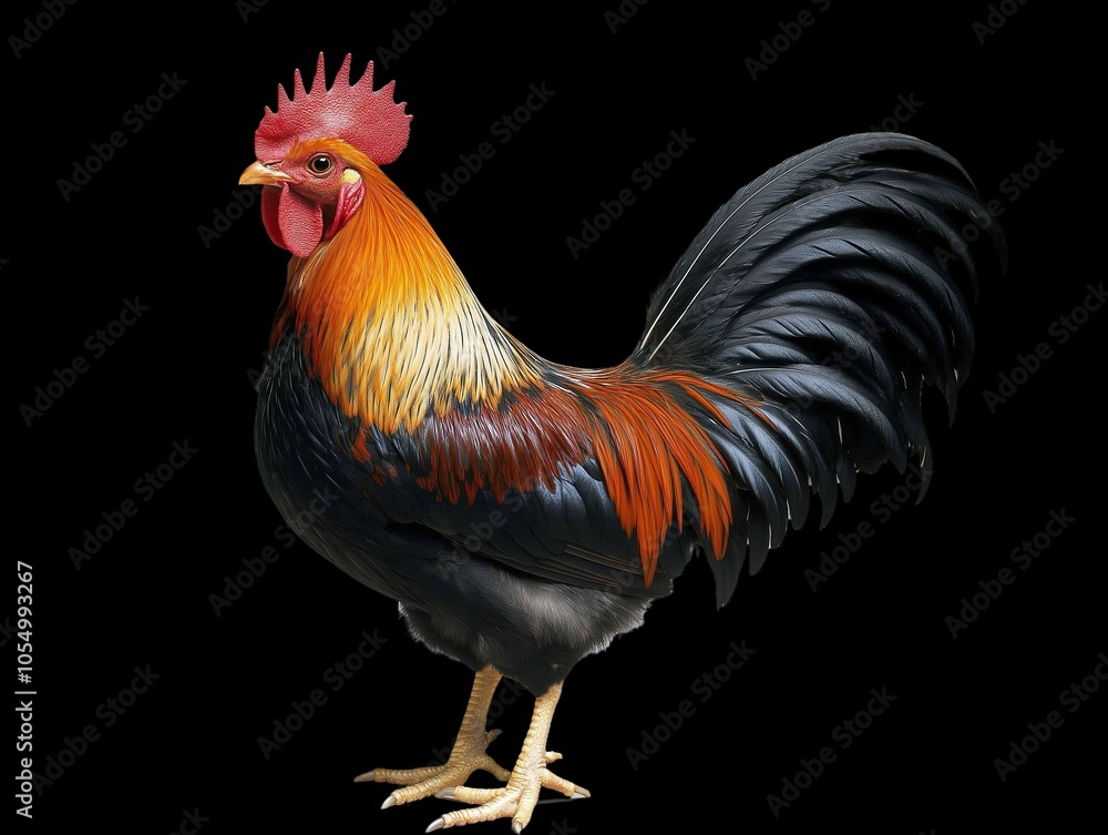 Fototapeta premium Rooster chicken isolated on transparent background, png image