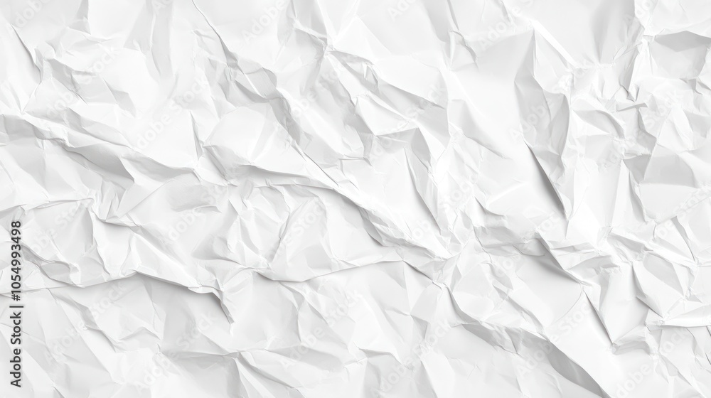 Crumpled white paper texture, ideal for backgrounds or design elements. Crumpled white paper texture, ideal for backgrounds or design elements.