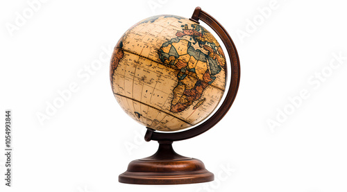 Worldly Knowledge: A Globe with Continents and Oceans on a White Background