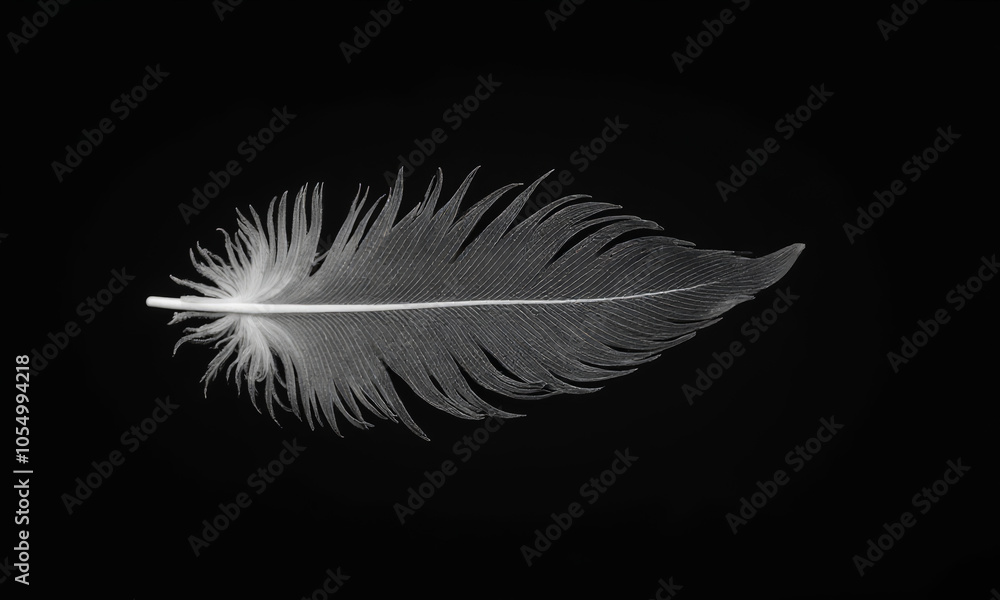 Obraz premium A Single Feather on a Dark Background