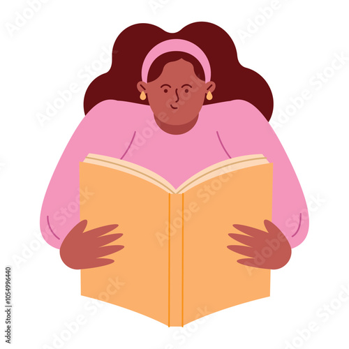 young woman reading book