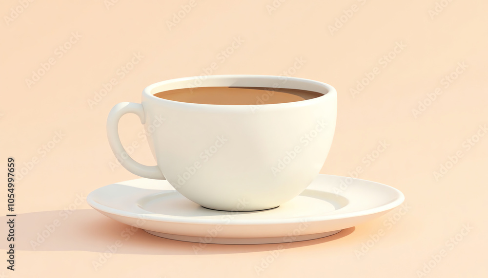 3D Illustration of Coffee Cup in Light Tones, Drinkware and Relaxation 3D Illustration of Coffee Cup in Light Tones, Drinkware and Relaxation