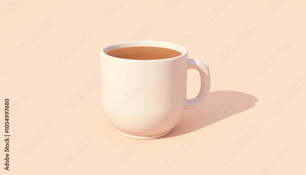 3D Illustration of Coffee Mug in Neutral Tones, Drinkware and Relaxation 3D Illustration of Coffee Mug in Neutral Tones, Drinkware and Relaxation