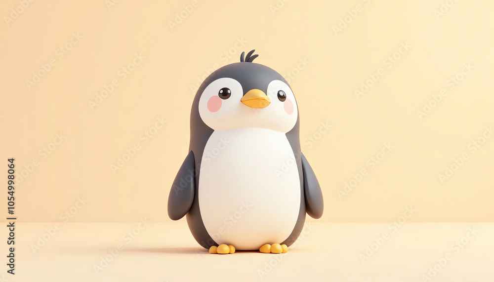 Cheerful Penguin Illustration, Joyful Mood, Playful Bird Against Soft Background Cheerful Penguin Illustration, Joyful Mood, Playful Bird Against Soft Background