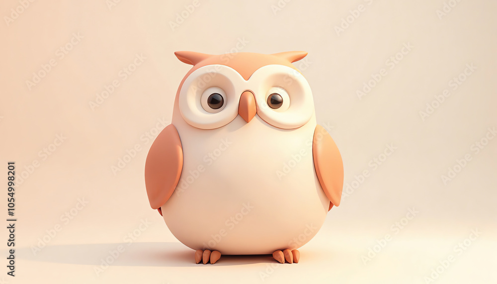 Wise Owl Illustration, Thoughtful Mood, Knowing Bird Against Soft Background Wise Owl Illustration, Thoughtful Mood, Knowing Bird Against Soft Background