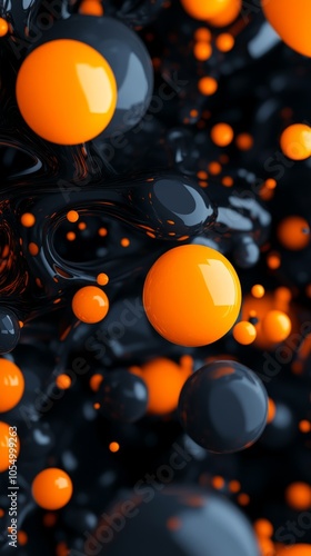 A close up of a bunch of orange and black spheres photo