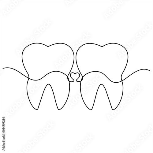 Single line continuous drawing of tooth simple dental tooth line art vector illustration dentist stomatology medical concept