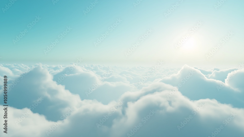 Naklejka premium Soft Clouds and Sunrise in Clear Sky