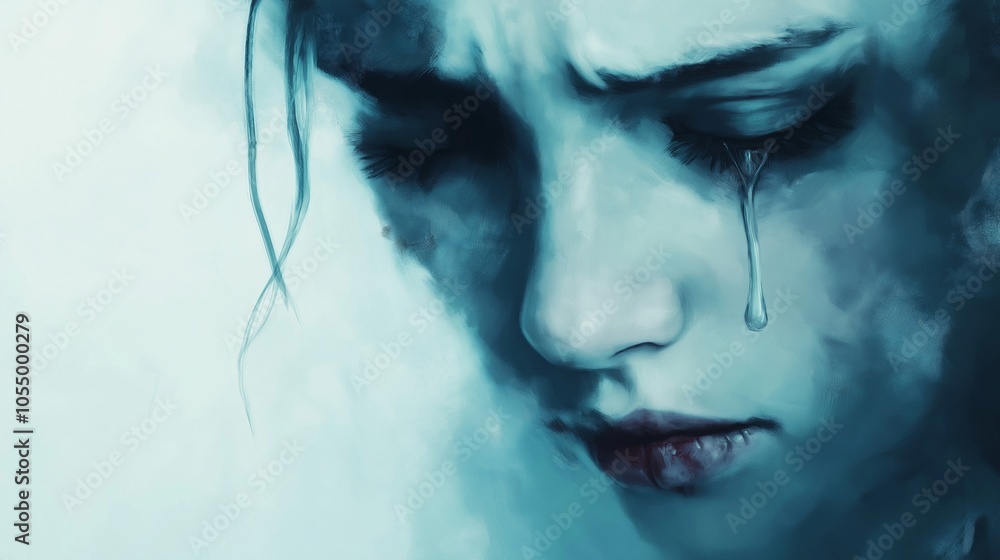 Fototapeta premium nice portrait painting of a sadness girl