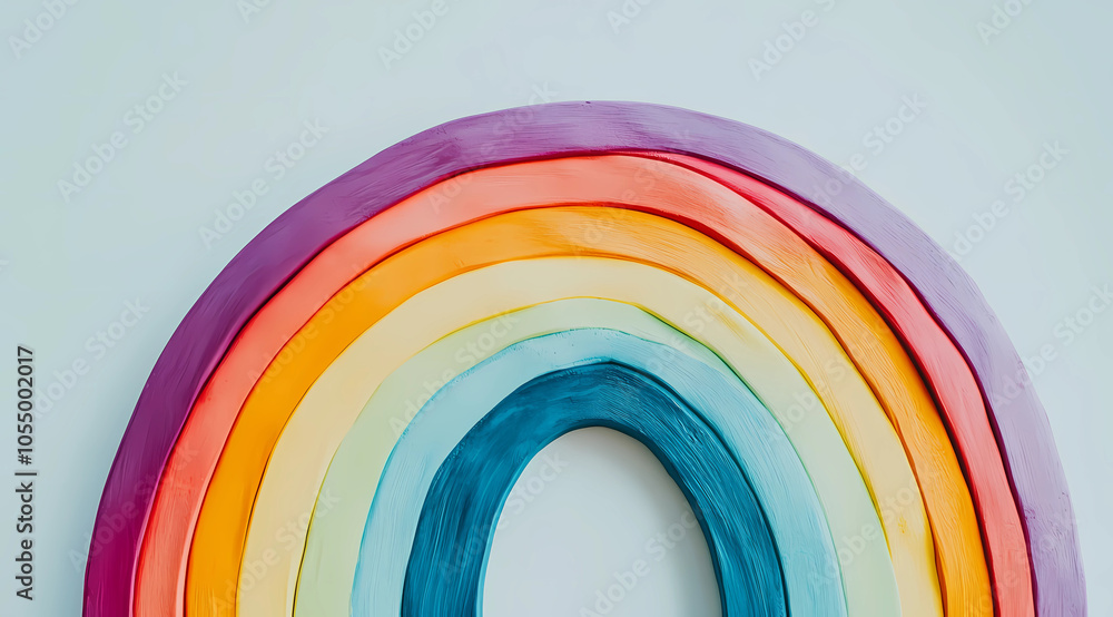 Obraz premium Hope's Arc: A Rainbow Arching Over a White Background as a Symbol of Promise