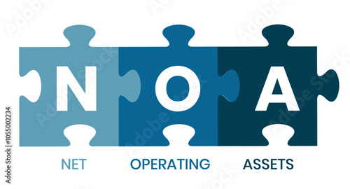 NOA - Net Operating Assets acronym. business concept background. vector illustration concept with keywords and icons. lettering illustration with icons for web banner, flyer, landing