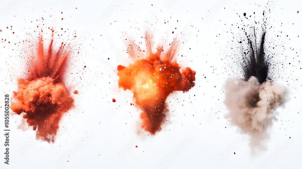 set of explosions on a white background set of explosions on a white background