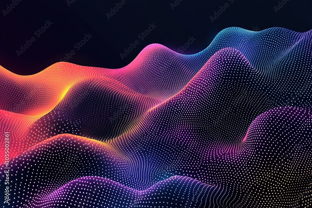 Abstract digital landscape with colorful glowing waves. Abstract digital landscape with colorful glowing waves.