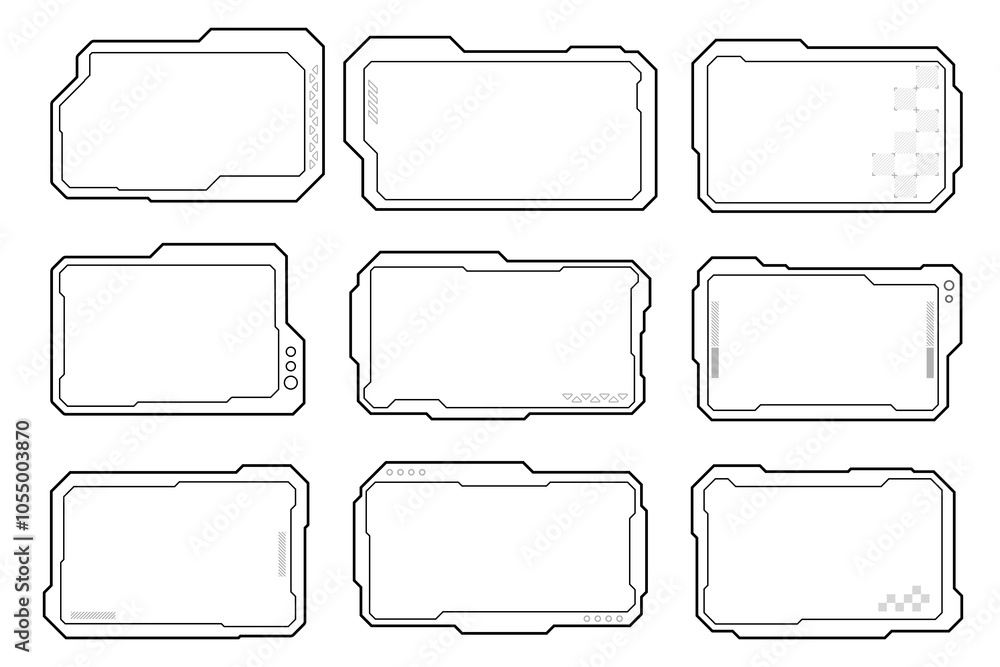 Hud frames user interface elements design modern technology futuristic control panel screen. Hud frames user interface elements design modern technology futuristic control panel screen.