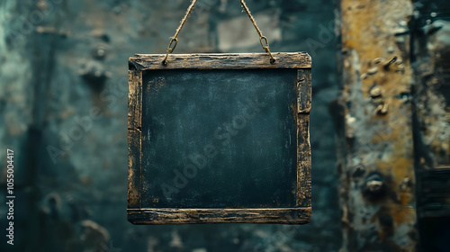 Hanging Vintage Blackboard with Rustic Wooden Frame Illustration