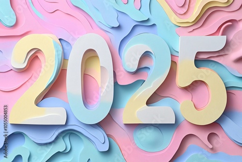 Vibrant Paper Cut Art for 2025 Celebration