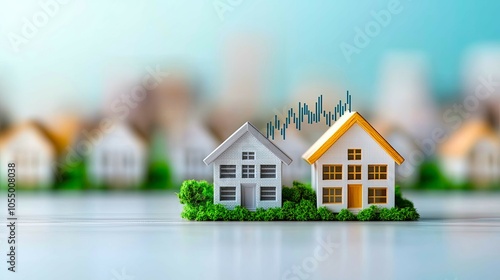 Wallpaper Mural Investment market in real estate concept, A vibrant image of miniature houses on a green base, symbolizing real estate growth and investment trends. Torontodigital.ca