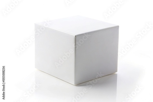 White cube box isolated on white background