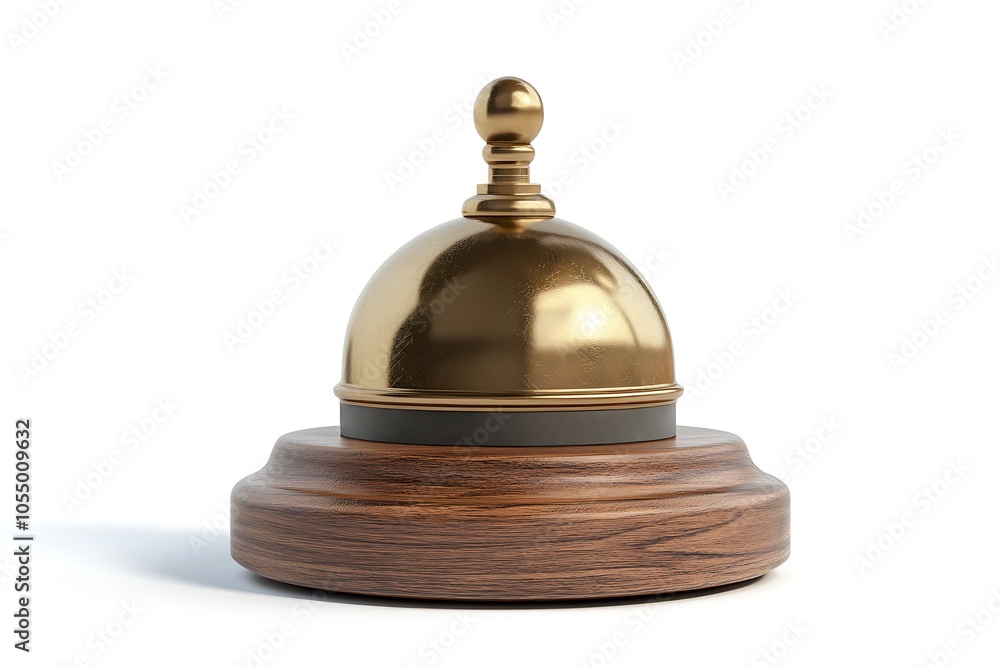 Old brass hotel bell isolated on white Old brass hotel bell isolated on white