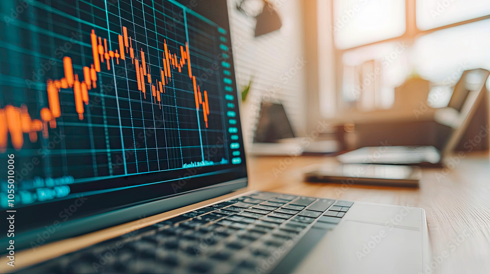 A laptop displaying financial data and graphs, set against a bright, modern workspace, symbolizing analysis and investment. A laptop displaying financial data and graphs, set against a bright, modern workspace, symbolizing analysis and investment.