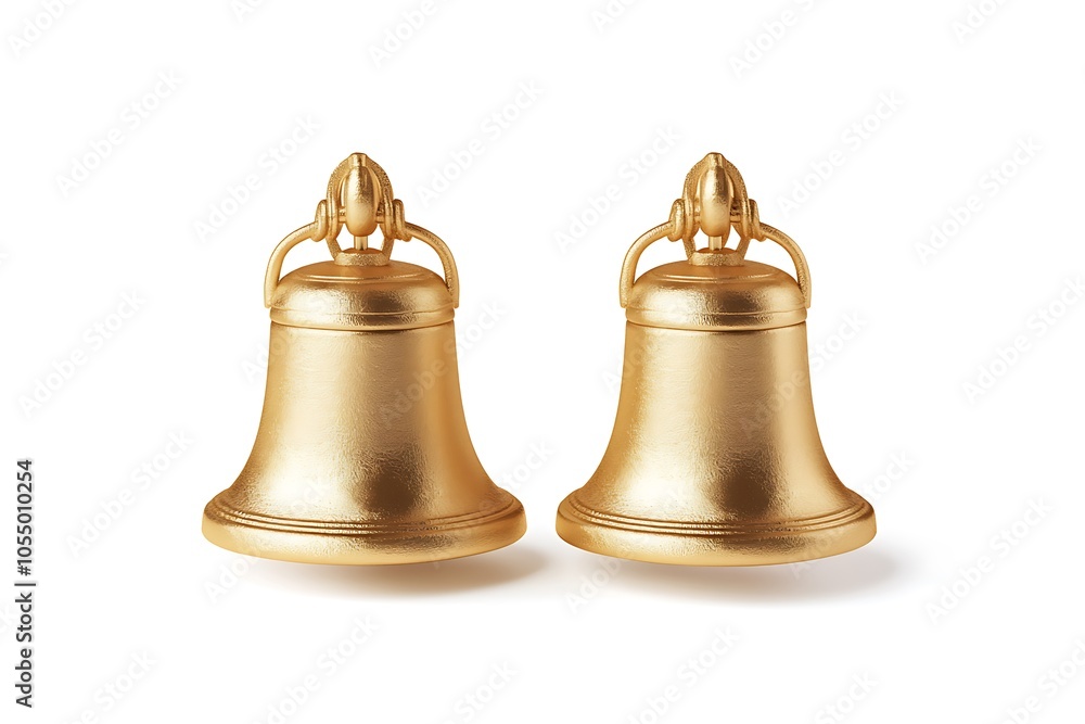 Shiny golden metal bell 3d isolated on white background Shiny golden metal bell 3d isolated on white background