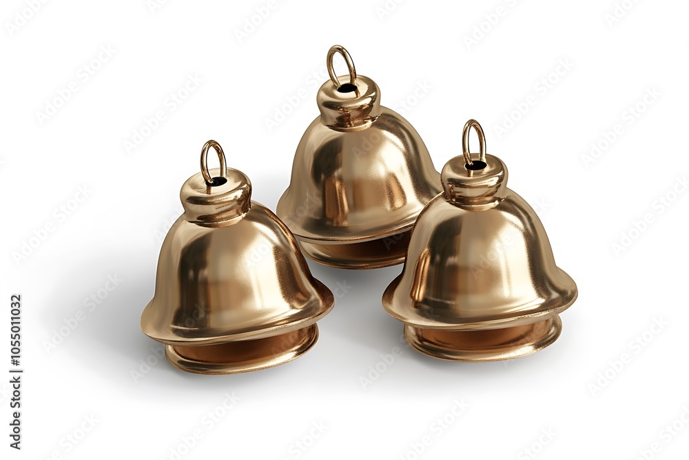 Shiny golden metal bell 3d isolated on white background Shiny golden metal bell 3d isolated on white background