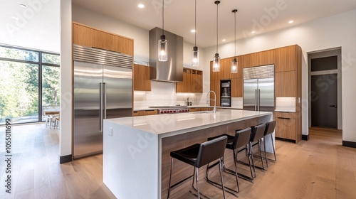 Modern Minimalist Kitchen with Large Island Design