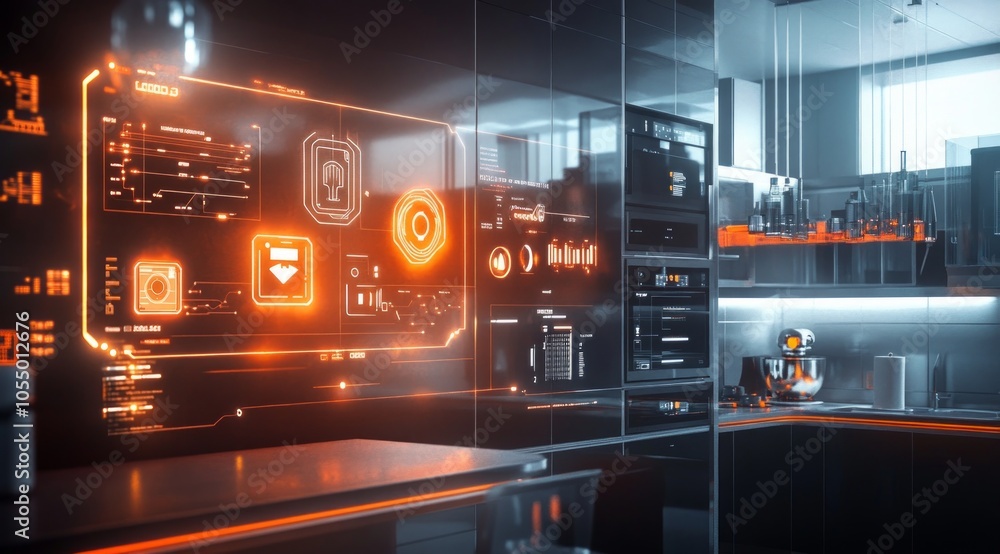 Fototapeta premium Futuristic Kitchen with Interactive Displays