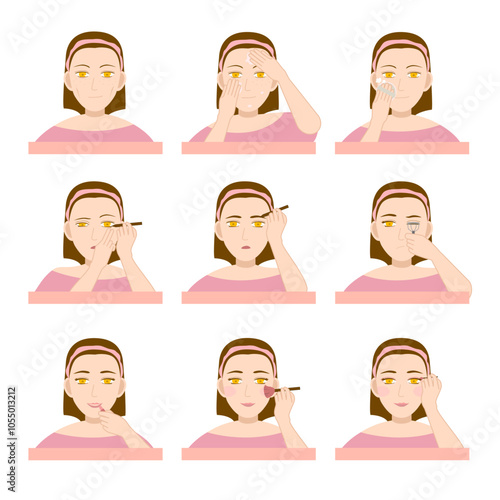 Applying makeup step by step