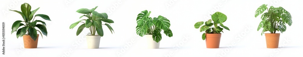 Obraz premium Four Stunning Houseplants in Pots