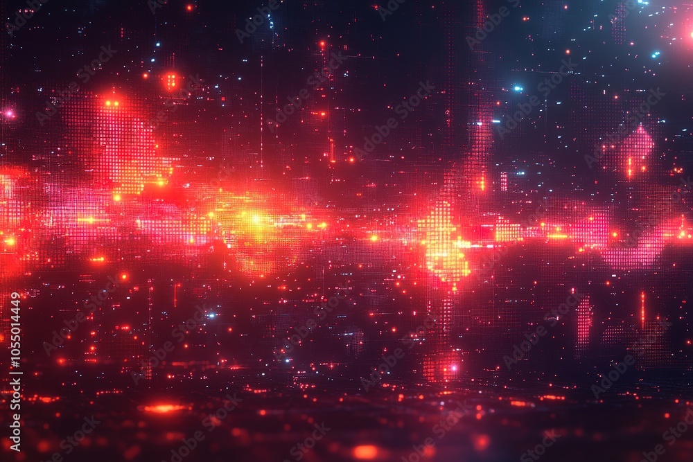 Abstract digital red and blue glowing energy wave on dark background. Abstract digital red and blue glowing energy wave on dark background.